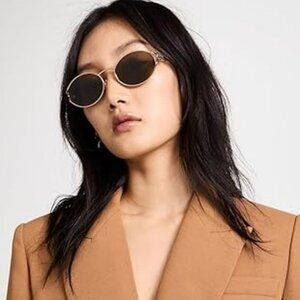 Miu Miu MU52YS 7OE01T BRAND NEW Sunglasses Brass Gold Dark Brown Oval Unisex